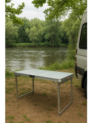 Modulbox Export, Katlanabilir, Ayarlanabilir Alüminyum, 60X120 Cm, Lüks, Kamp Masası, Piknik Masası, Açık Yeşil