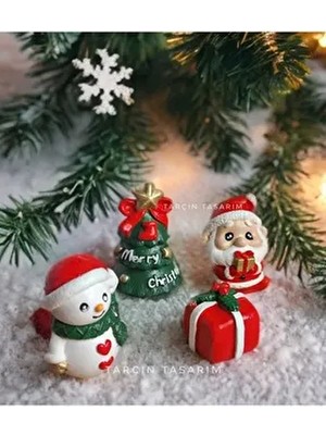 4'lü Mini Yılbaşı Seti,yılbaşı Hediyesi,(5*5 Cm)(Yılbaşı Ağacı,noel Baba,hediye Paketi,kardan Adam)