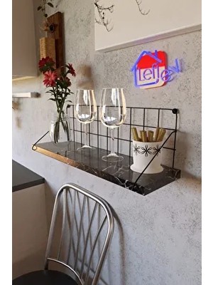 Lefi Ev Duvar Rafı Tekli Metal Duvar Rafı Modern Metal Duvar Rafı