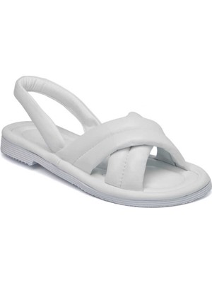 Tergan  Beyaz Hakiki Deri Kadın Sandalet - K24Y1SN67414-A26