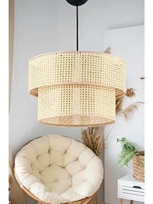 Rattan 2 Katlı Pasta Sarkıt Avize Çocuk Odası Yatak Odası Salon Mutfak Hol