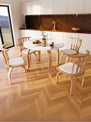 Weltwood Kelebek 4 Kişilik Yemek Masası Seti, 36MM Mdf Tabla, Kayın Ağacı Ayaklı, 4 Sandalye Dahil.