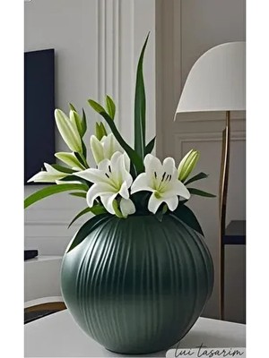 Avangart Trend Avrupa Koyu Yeşil Kuru Çiçek Dekor Ayna Iskandinav Tarz Şık Büyük Boy Seramik Vazo
