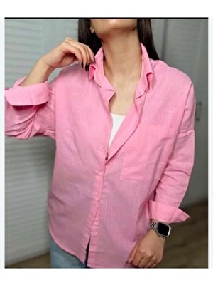 Kadın Oversize Keten Gömlek Yeni Sezon Yazlık Keten Gömlek