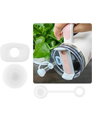 Belirtilmemiş Stanley Termos UyumluQuencher Uyumlu 3 Lü Silikon Set Sızdırmaz Tıpa, Pipet Koruyucu ve Taban Kılıfı