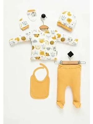 Hastane Çıkışı 100% Pamuk Baskılı Yenidoğan 5li Set Bebek Kıyafeti