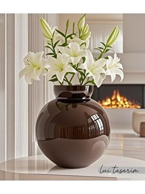 Özel Tasarım Modern Sade Şık Zarif Kahve Vazo 22*24*11