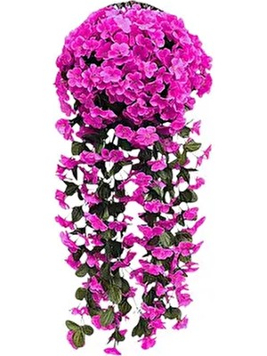 Balkon ve Duvar Süsü Olarak Kullanılabilen Mor Renkli Sarkan Begonvil Menekşe Yapay Çiçek