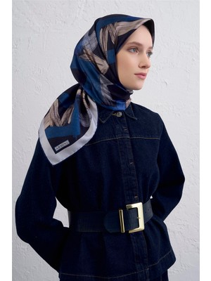 Armine Geometrik Desenli Saf Ipek Twill Eşarp 9413D 31