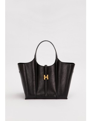 Siyah Askı Kilit Detay El Çantası