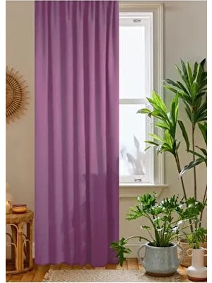 Lila Petek Kadife Dokulu Fon Perde 140X260 Düz Dikişli Ekstrafor Büzgü