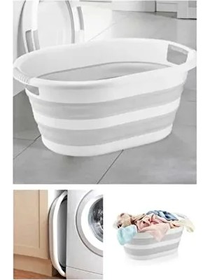 Katlanabilir Çamaşır Sepeti (Mega 38’lt) Silikon Akordiyon Sepet