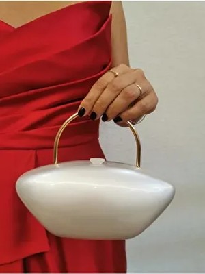 Nazart Kadın Lüks İnci Abiye Clutch Zincir Askılı Akrilik Gece Çantası Şık Görünüm Party Teması