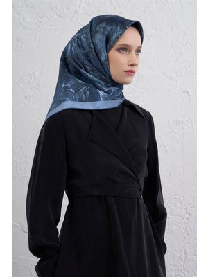 Armine Çiçek Desenli Saf Ipek Twill Eşarp 9409D 34