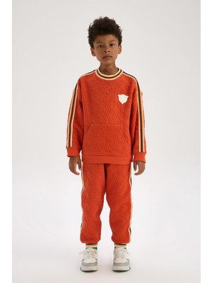 Nebbati Bg Store Erkek Çocuk Turuncu Sweatshirt Uzun Kol Cepli Regular Fit Tasarım
