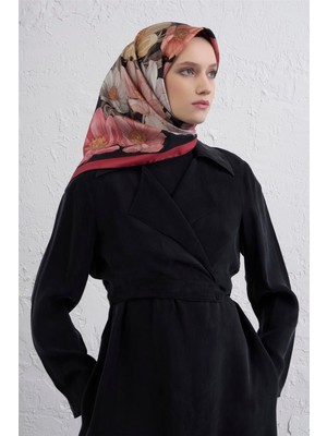 Armine Çiçek Desenli Saf Ipek Twill Eşarp 9403D 32