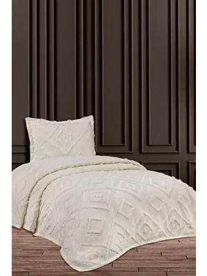 Iskandinav Tek Kişilik Yatak Örtüsü 180X250 ve 1 Adet Yastık Ekru