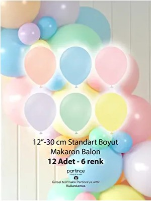 Partince 12 Adet 12'' Standart Boy Karışım Balonlar Çok Renkli 30 cm Eğlenceli Parti Malzemeleri