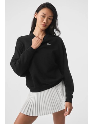 Bisiklet Yaka Uzun Kollu Basic Triko Kumaş Sweatshirt