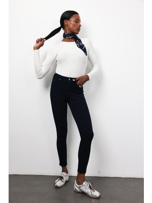 Lacivert Ithal Full Likra Toparlayan Skinny Jean 7277