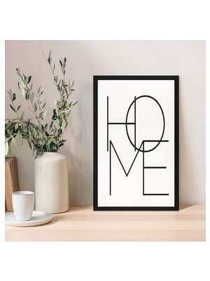 Zevahir Mobilya Dekorasyon Siyah Home Yazılı Modern Tema Ahşap MDF Tablo 20 x 30 Çerçeveli Tek Parçalı Malzeme