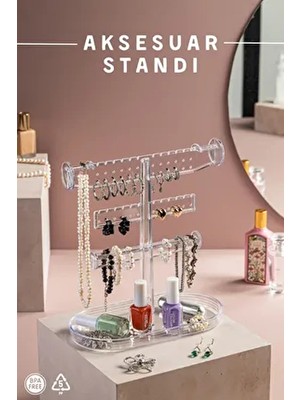 Nandy Home Takı Organizeri Aksesuar Standı Şık Tasarım 27 cm Yükseklik 23,5 cm Genişlik