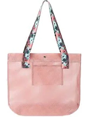 File Kadın Plaj Çantası Pembe 44X37 cm El ve Omuz Çantası Şık Görünüm ve Ergonomik Tasarım