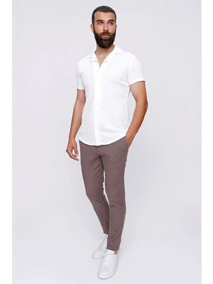 Efor Erkek Slim Fit Pilesiz Yan Cepli Esnek Pamuk Toprak Chino Pantolon P 1093