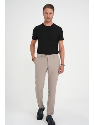 Efor Erkek Comfort Fit Rahat Kalıp Beli Lastikli Esnek Vizon Spor Pantolon P 1189
