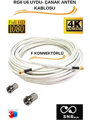 30 Metre 64 Tel Rg6/u6 Full Hd 3D 4K Anten Tv Uydu Lnb Kablosu ( F Konnektörlü Tak Çalıştır )