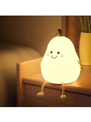 Şarjlı Dokunmatik Armut Şekil Gece Lambası Silikon Çocuk Oda Lambası 7 x 10 cm Renk Değiştiren Özellik