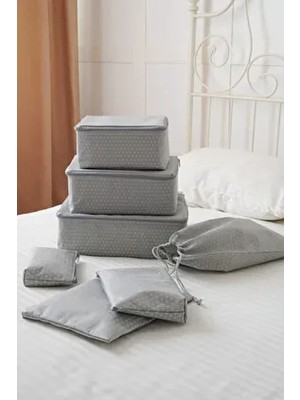 7 Parça Bebek Bakım Çantası - Gri Benekli