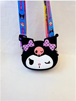 Beyaz Dükkan Kuromi Silikon Çanta Polyester Materyal ile Ayarlanabilir Askılı Şık Tasarım