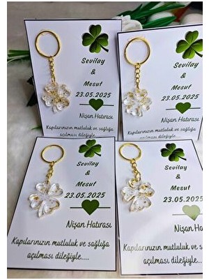 20 Adet Kartlı Epoksi Anahtarlık Yonca , Söz , Nişan, Nikah , Kına, Mevlüt Hediyelik