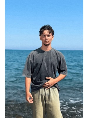 Asit Yıkamalı Basic Oversize Tişört