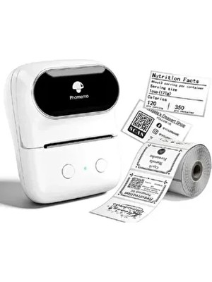 M108 Etiket Yazıcısı Siyah, (20-50MM) Kablosuz Taşınabilir Bluetooth, USB Şarjlı, Android, Ios ve Pc