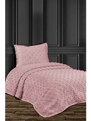Candan Çeyiz Ponpon Tek Kişilik Çok Amaçlı Yatak Örtüsü Pike Pamuk Polyester Düz Tema 180 x 250 cm
