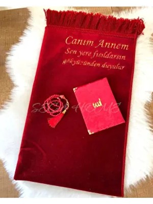 Anneler Gününe Özel Isimli  Kadife Seccade, Kişiye Özel Seccade, Yasin ve Tesbih  !