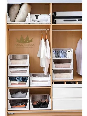 Missclean Beyaz Kayar Raf Sistemi 3 Adet Plastik Dolap İçi Düzenleyici ve Çok Amaçlı Organizer