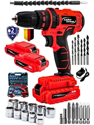 Lieber German Teknoloji 12VOLT Metal Şanjuman 27 Parça Setli Akülü Şarjlı Vidalama Matkap 360 W Güçlü Performans