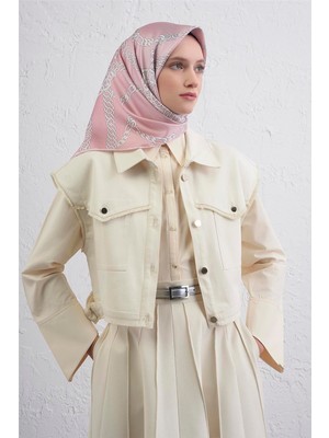 Armine Geometrik Desenli Saf Ipek Twill Eşarp 9427D 86