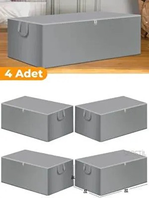 4 Adet - Büyük Boy Baza Altı ve Çekyat Hurç 65 x 45 x 22 cm - Gri