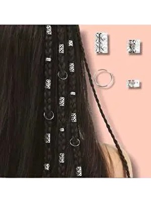 Bohem Saç Halkası-Saç Küpesi Halkalı Karışık Model Seti 10 Lu Hair Charms ( BC-1152 )