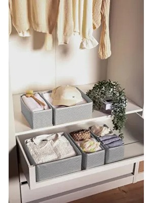 6'lı Çekmece Içi Düzenleyici Organizer Set - Çok Amaçlı Dolap Içi Kutu Seti - Gri Martı