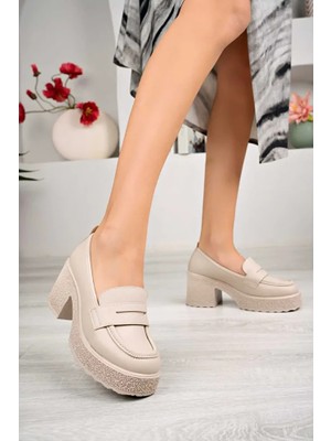 Kadın Topuklu Makosen Loafer  Ayakkabı