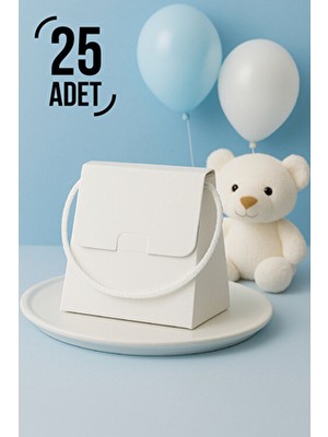 25 Adet Konsept Özel Tasarım Hediye Kutusu Çanta Boş Karton Hediye Paketi Hediyelik Beyaz