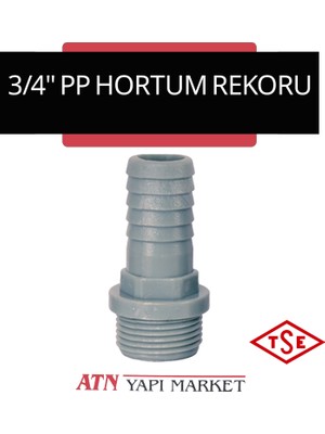 3/4" (25 Mm) Pp Hortum Rekoru – Plastik Erkek Dişli Hortum Bağlantı Aparatı