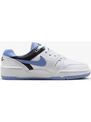 Nike Full Force Lo Gs Leather Unisex Sneaker Mavi Swoosh Hakiki Deri Günlük Spor Ayakkabı Beyaz