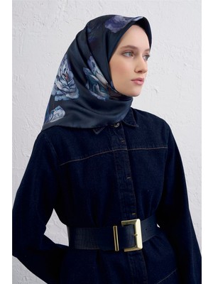 Armine Çiçek Desenli Saf Ipek Twill Eşarp 9419D 56