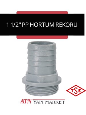 1 1/2" (38 Mm) Pp Hortum Rekoru – Plastik Erkek Dişli Hortum Bağlantı Aparatı